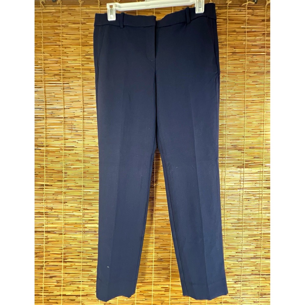 J.CREW Women's Navy Slim Straight Dress Pants Tall 30" Inseam Twill Zip 12 TALL